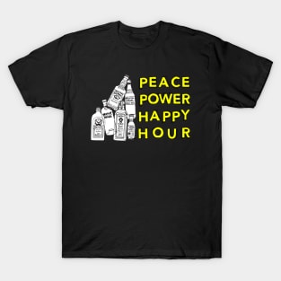 Peace Power Happy Hour, Funny Moms, Drinking, happy Hour, Day Drinking, Gifts, 2023, 2024 T-Shirt